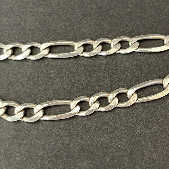 STERLING SILVER FIGARO LINK BRACELET - Picture 6 of 9